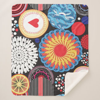 Dark Radiance: Bright Circular Pattern Sherpa Blanket