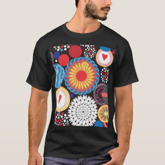 Dark Radiance: Bright Circular Pattern T-Shirt
