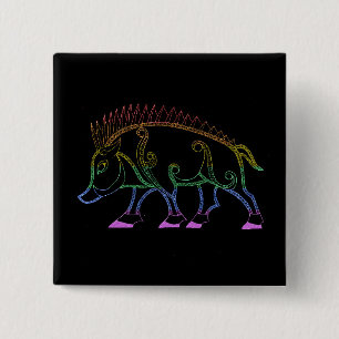 Dark Rainbow Boar 15 Cm Square Badge