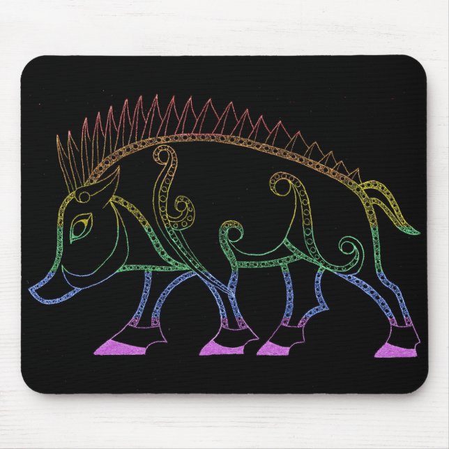Dark Rainbow Boar Mouse Mat (Front)