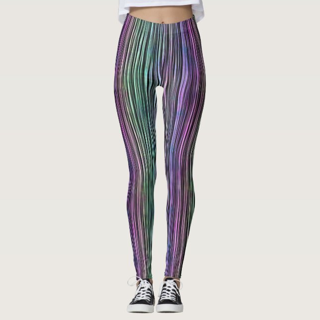 dark rainbow brush stroke stripes : leggings (Front)