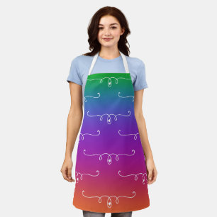 Dark Rainbow Colours Swirls and Hearts Apron
