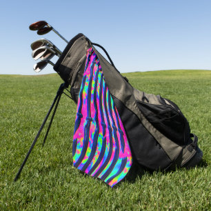 Dark Rainbow Glitch Bars Golf Towel