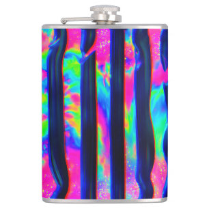 Dark Rainbow Glitch Bars Hip Flask