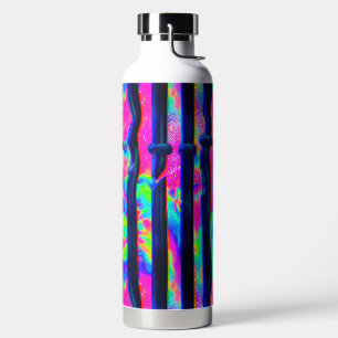 Dark Rainbow Glitch Bars Water Bottle