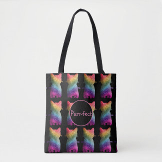Dark Rainbow Glitter Cat Rainbow Aesthetic Tote Bag