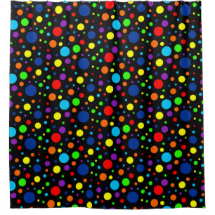 Dark Rainbow Spots Shower Curtain