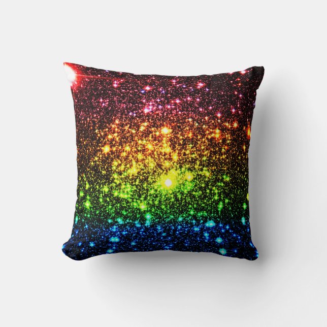 Dark Rainbow Stars Pillow (Front)