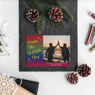 Dark Rainbow Yuletide Holiday Photo Card