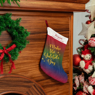 Dark Rainbow Yuletide Pride Personalised Small Christmas Stocking