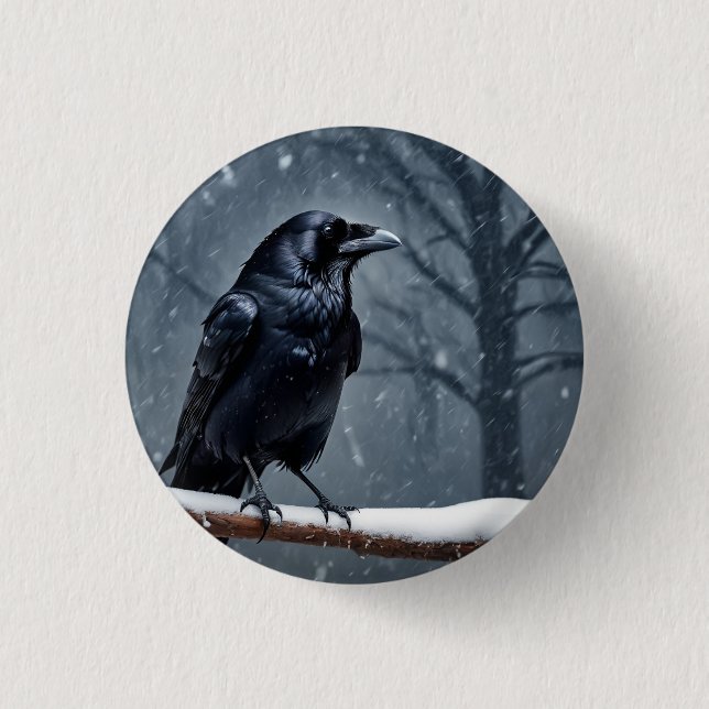 Dark Raven Black Bird 3 Cm Round Badge (Front)