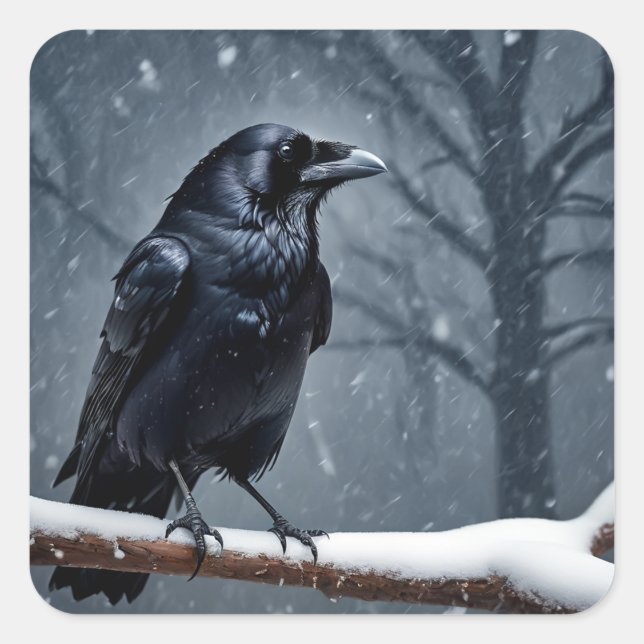 Dark Raven Black Bird Square Sticker (Front)