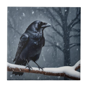 Dark Raven Black Bird Tile