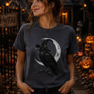 Dark Raven Halloween Moon Gothic T-Shirt