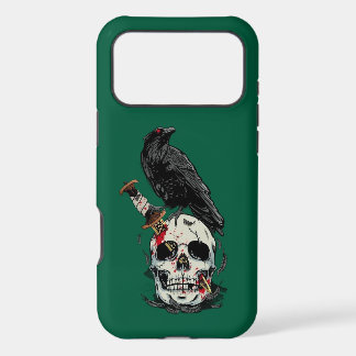 Dark Raven & Skull Gothic iPhone Case | Spooky Hor