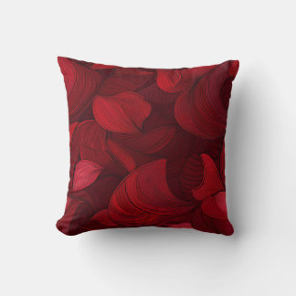 Dark Red Abstract Leaves Cushion