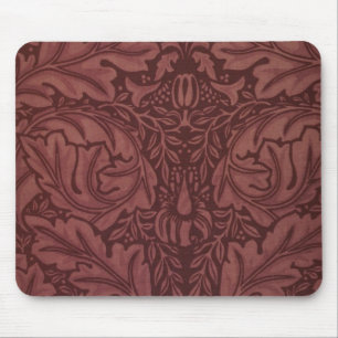 Dark Red Acanthus Leaves (by William Morris) Mouse Mat
