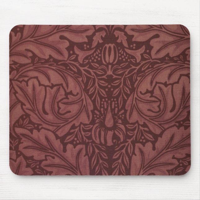 Dark Red Acanthus Leaves (by William Morris) Mouse Mat (Front)