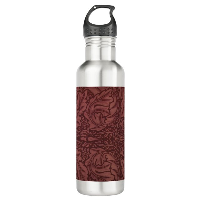 Dark Red Acanthus Leaves (by William Morris) Stain 710 Ml Water Bottle (Front)