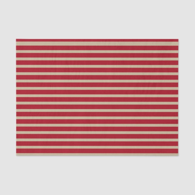 Dark Red and Beige Stripes Tissue Paper (Front)