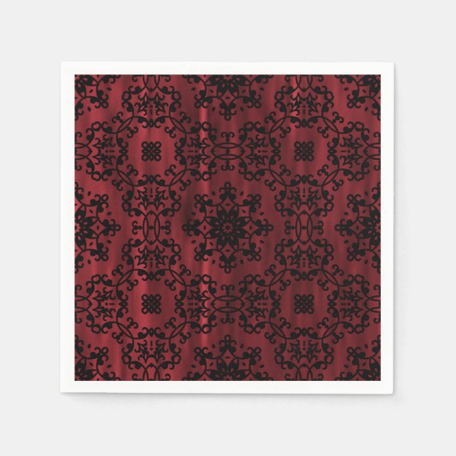 Dark red and black gothic grunge geometric napkin (Front)