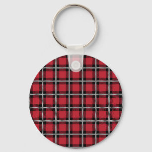 Dark Red and Black Tartan Plaid Pattern Key Ring