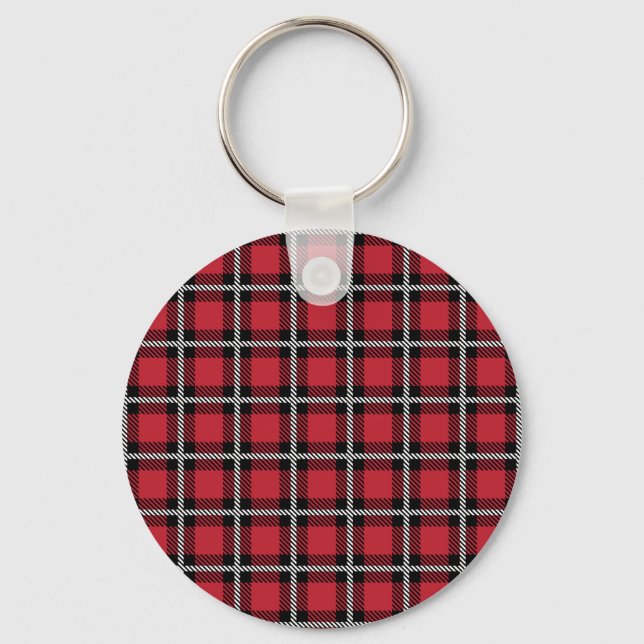 Dark Red and Black Tartan Plaid Pattern Key Ring (Front)