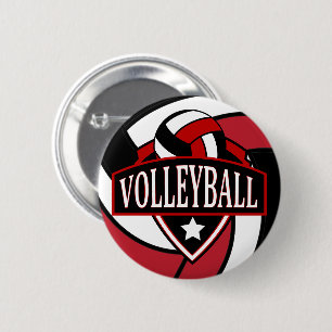 Dark Red and Black Volleyball Logo 6 Cm Round Badge