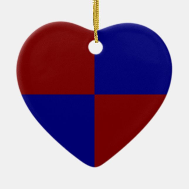 Dark Red and Blue Rectangles Ceramic Tree Decoration (Front)