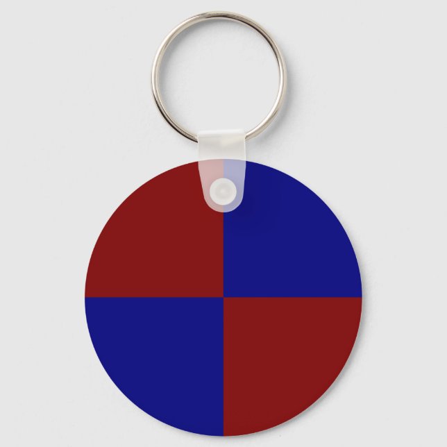 Dark Red and Blue Rectangles Key Ring (Front)