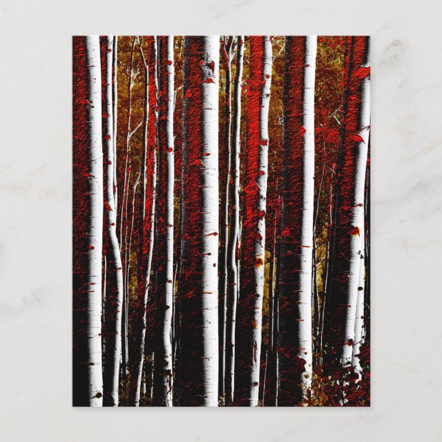 Dark Red and Gold Birch Forest Scrapbook Paper (Front)