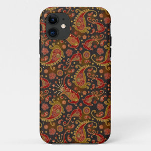 Dark Red and Gold Paisley Pattern iPhone 11 Case