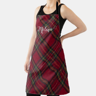 Dark Red and green  Christmas plaid  Apron