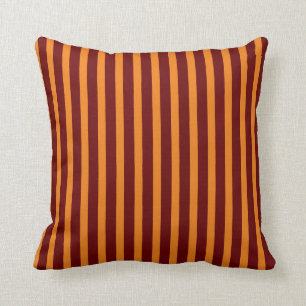 Dark Red And Honey Orange Stripes Cushion
