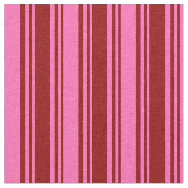 Dark Red and Hot Pink Coloured Stripes Fabric (Close Up)