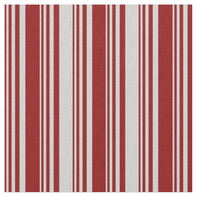Dark Red and Light Grey Lined Pattern Fabric (Close Up)