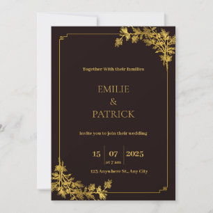Dark Red and Orange Aesthetic Wedding Invitations