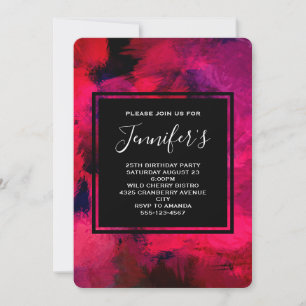 Dark Red and Purple Abstract Birthday Invitation