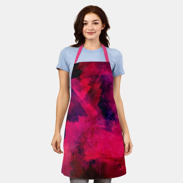Dark Red and Purple Bold & Modern Abstract Apron (Worn)