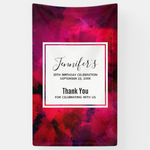 Dark Red and Purple Bold Modern Abstract Birthday Banner