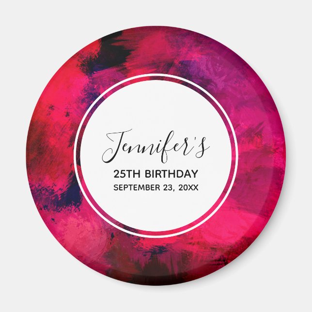 Dark Red and Purple Bold Modern Abstract Birthday Magnet (Front)