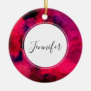 Dark Red and Purple Bold & Modern Abstract Ceramic Tree Decoration
