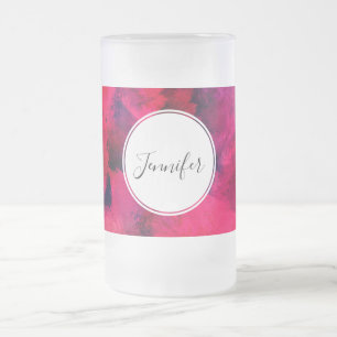 Dark Red and Purple Bold & Modern Abstract Frosted Glass Beer Mug