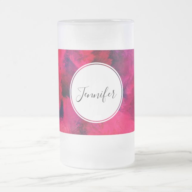 Dark Red and Purple Bold & Modern Abstract Frosted Glass Beer Mug (Center)