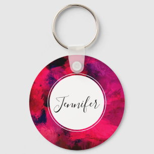 Dark Red and Purple Bold & Modern Abstract Key Ring