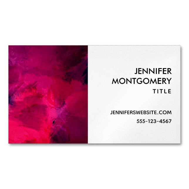 Dark Red and Purple Bold & Modern Abstract Magnetic Business Card (Front)