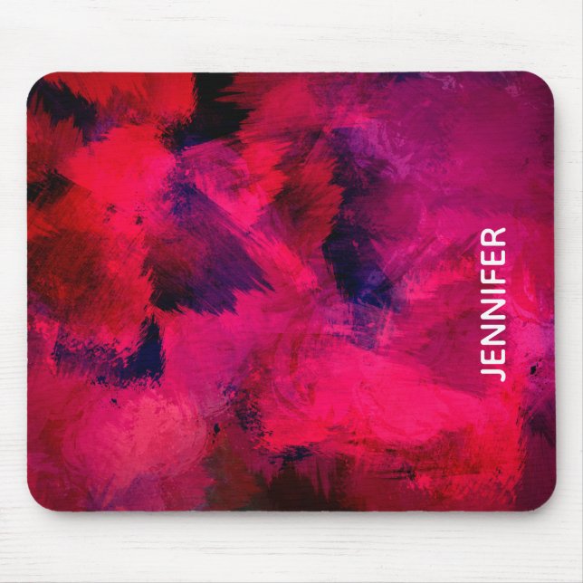 Dark Red and Purple Bold & Modern Abstract Mouse Mat (Front)