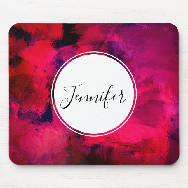 Dark Red and Purple Bold & Modern Abstract Mouse Mat (Front)