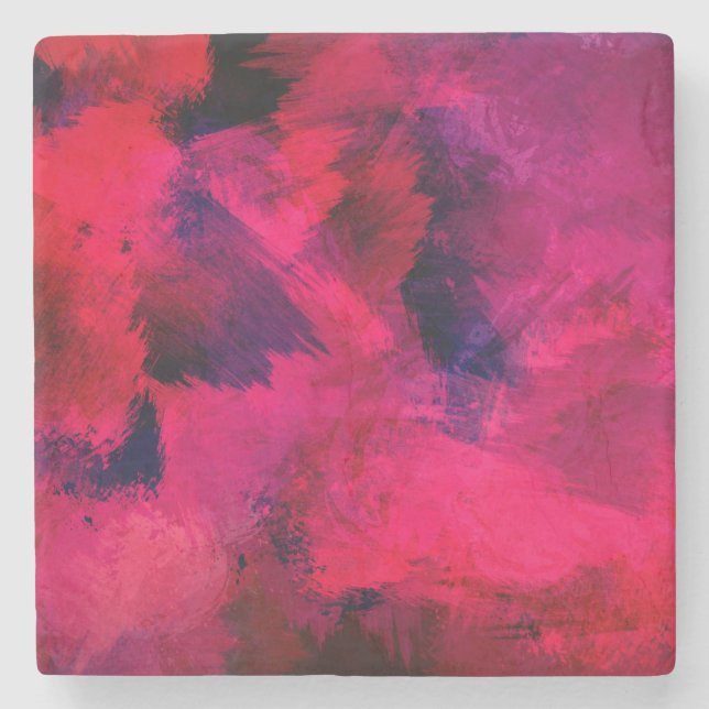 Dark Red and Purple Bold & Modern Abstract Stone Coaster (Front)