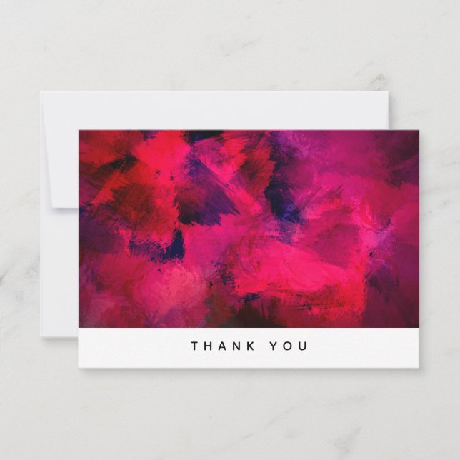 Dark Red and Purple Bold & Modern Abstract Thank You Card (Front)